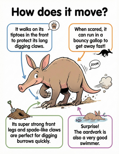 The aardvark I How does it move I Educational Poster