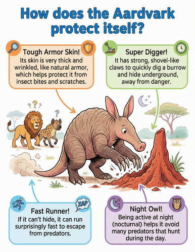 The aardvark I How does it protect itself I Educational Poster