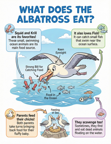 The albatross I What does it eat I Educational Poster