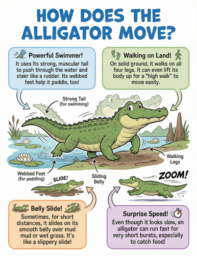 The alligator I How does it move I Educational Poster