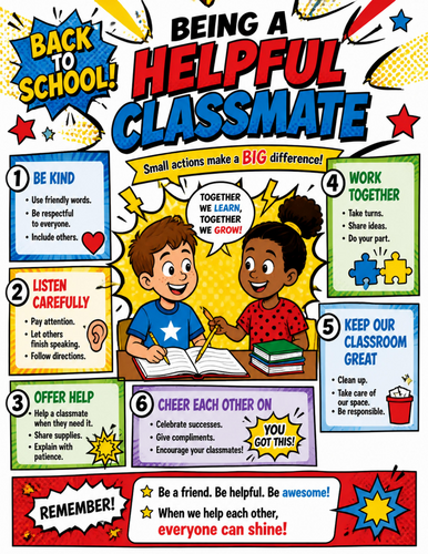 Being a Helpful Classmate I  Educational Poster