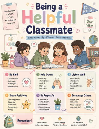 Being a Helpful Classmate I Educational Poster