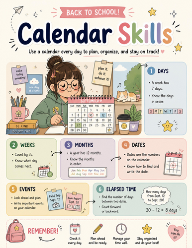 Calendar Skills I Educational Poster
