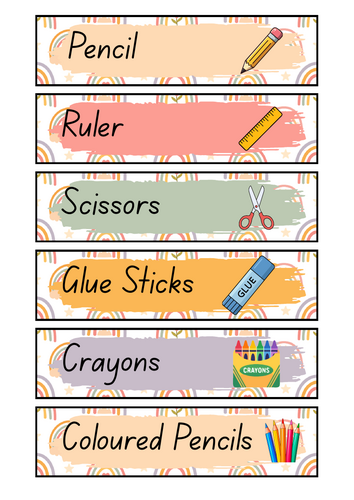 Boho Rainbow Classroom Labels