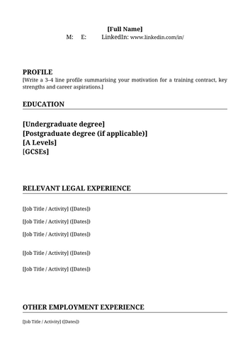CV  PRECEDENT THAT GOT ME A LAW TRAINING CONTRACT