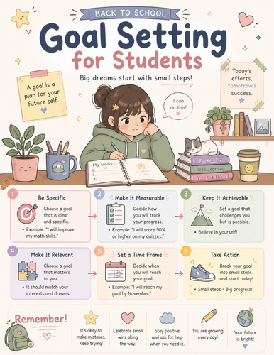 Goal Setting for Students I Educational Poster
