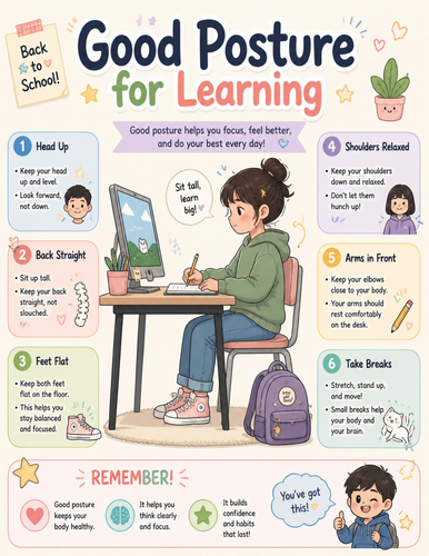 Good Posture for Learning I Educational Poster