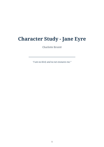 Jane Eyre – The Character of Jane Eyre