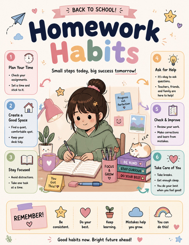 Homework Habits I Educational Poster