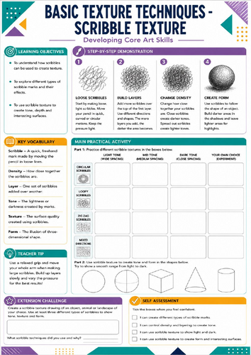 KS3 Art Scribble Texture Worksheet | Creative Mark Making Activity