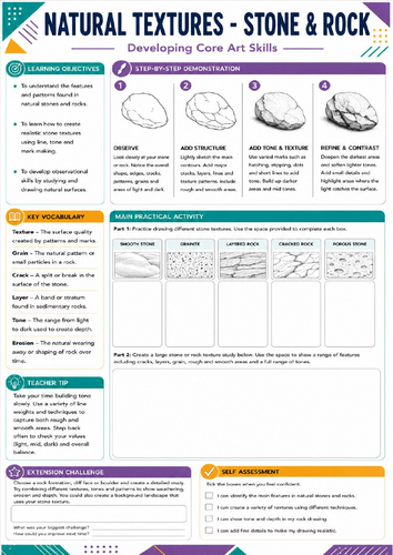 KS3 Art Tree Bark Texture Worksheet | Nature Drawing Skills