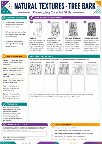 KS3 Art Stone & Rock Texture Worksheet | Observational Drawing Activity