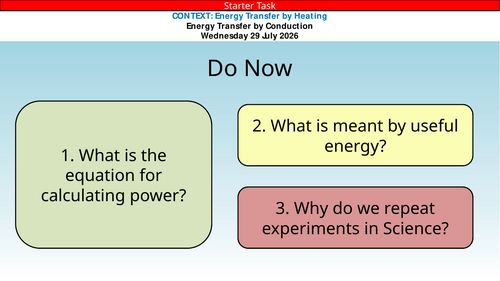 AQA GCSE Physics Energy Transfer By Heating