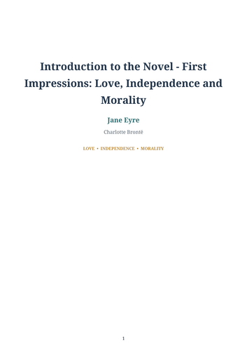 Jane Eyre – First Impressions: Love, Independence and Morality