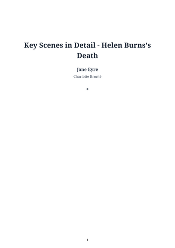 Jane Eyre – Helen Burns’s Death