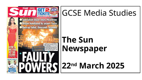 Eduqas GCSE Media Studies The Sun HEATHROW Faulty Towers Newspaper Exam 2028 onwards (55 slides)
