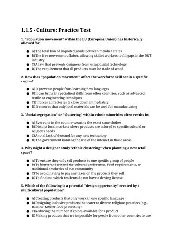 GCSE DT - 1.1.5 Culture: (a), (b)
