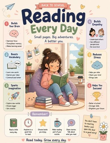 Reading Every Day I Educational Poster