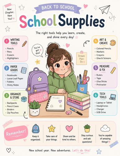 School Supplies I Educational Poster