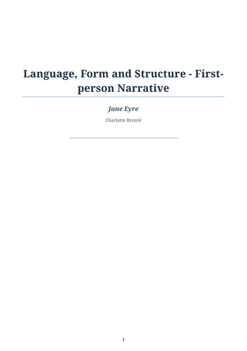 Jane Eyre – First-person Narrative