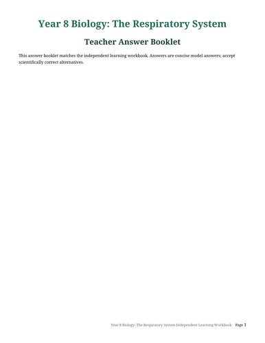 KS3 Independent Workbook - Respiration