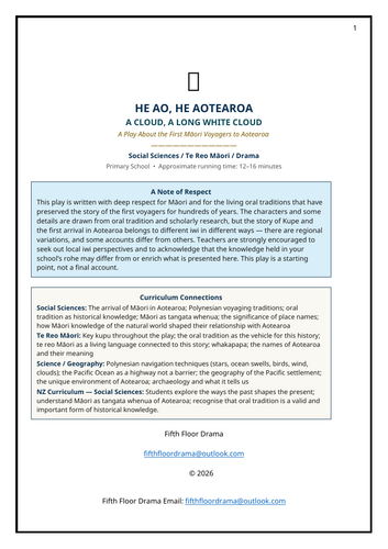 A Cloud, A Long White Cloud | Māori Voyagers Classroom Play |