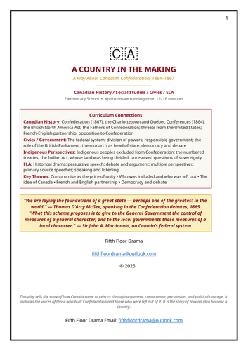 A Country in the Making | Canadian Confederation Classroom Play | Canada History