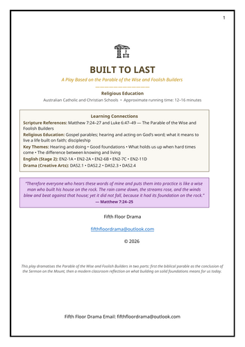 Built to Last | Wise and Foolish Builders Classroom Play | Bible Drama