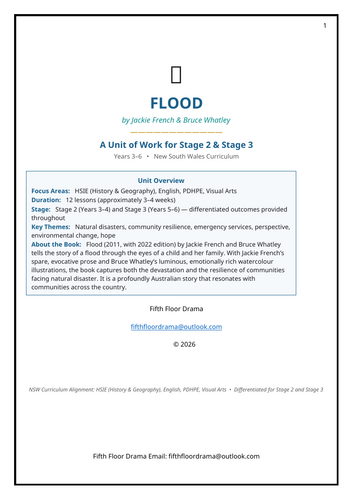 Flood | Jackie French & Bruce Whatley | Picture Book Unit | Literacy Activities