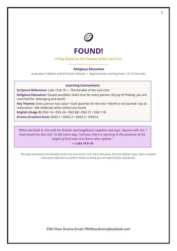 Found! | Lost Coin Parable Classroom Play | Bible Story Drama