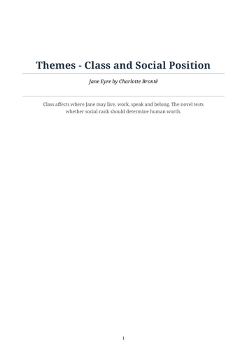 Jane Eyre – Class and Social Position