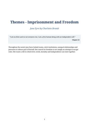 Jane Eyre – Imprisonment and Freedom