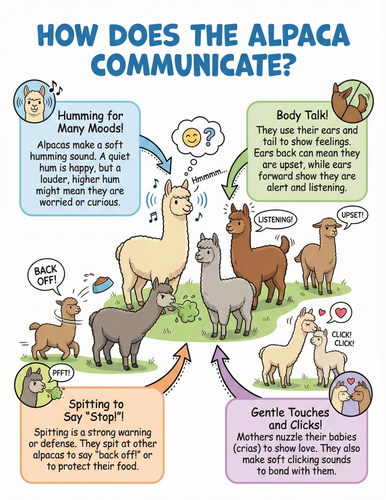 The alpaca I How does it communicate I Educational Poster