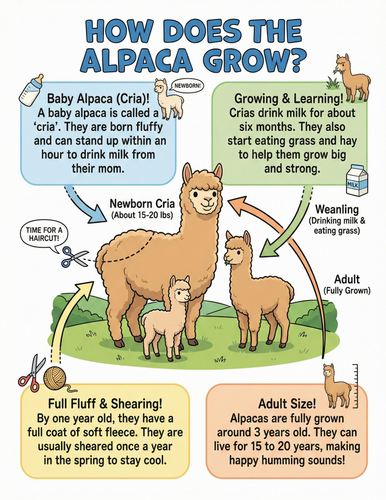 The alpaca I How does it grow I Educational Poster