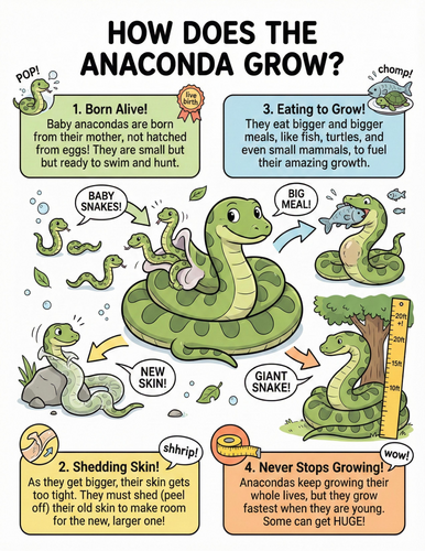 The anaconda I How does it grow I Educational Poster