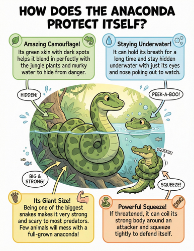 The anaconda I How does it protect itself I Educational Poster