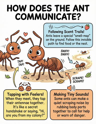 The ant I How does it communicate I Educational Poster