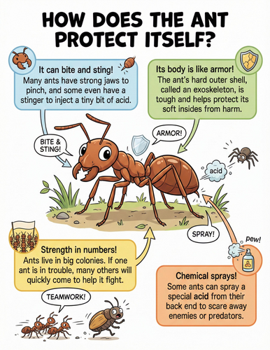 The ant I How does it protect itself I Educational Poster