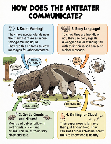 The anteater I How does it communicate I Educational Poster
