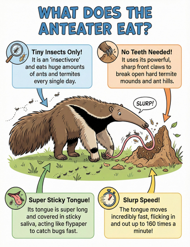 The anteater I What does it eat I Educational Poster