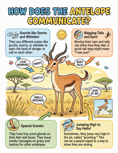 The antelope I How does it communicate I Educational Poster