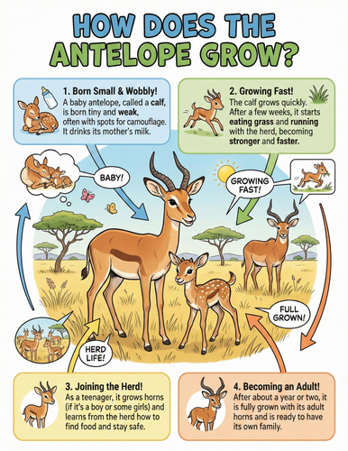 The antelope I How does it grow I Educational Poster