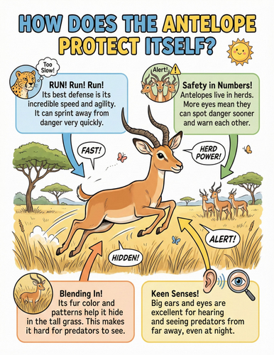 The antelope I How does it protect itself I Educational Poster