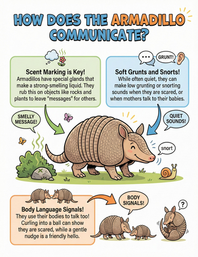 The armadillo I How does it communicate I Educational Poster