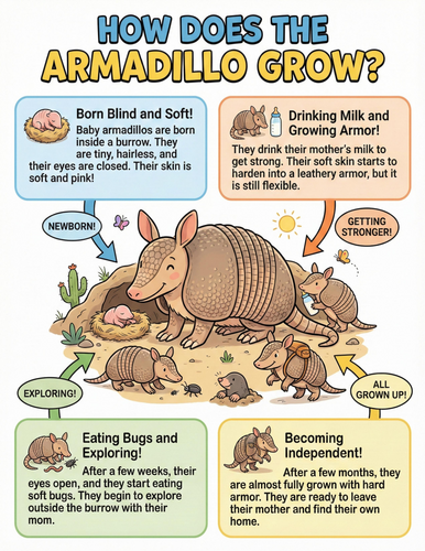 The armadillo I How does it grow I Educational Poster