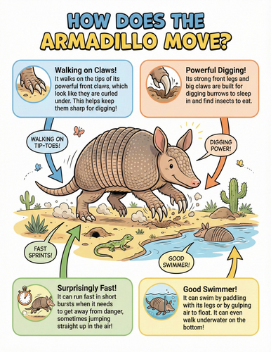 The armadillo I How does it move I Educational Poster