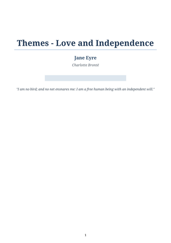 Jane Eyre – Charlotte Brontë – Love and Independence