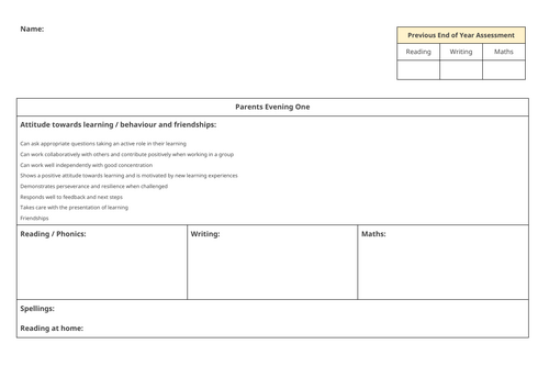 Parents evening form