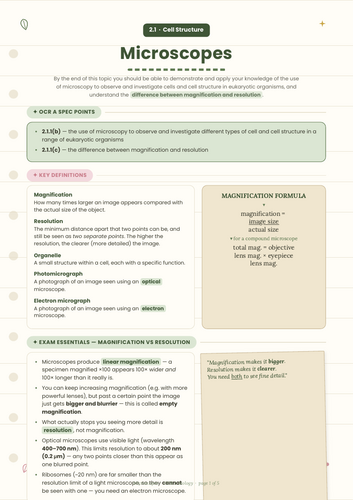 OCR A A Level Biology Microscopy Revision Notes | Complete Exam Preparation Resource Downloadable