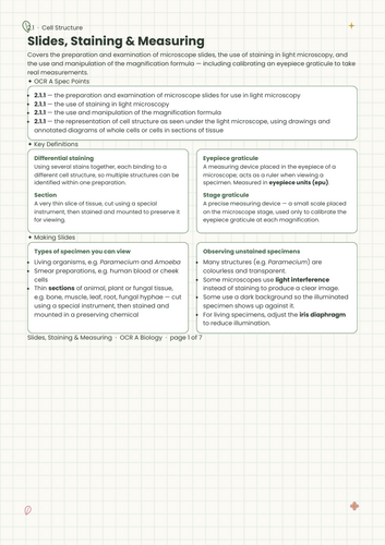OCR A A Level Biology Slides, Photomicrographs & Light Microscope Revision Notes